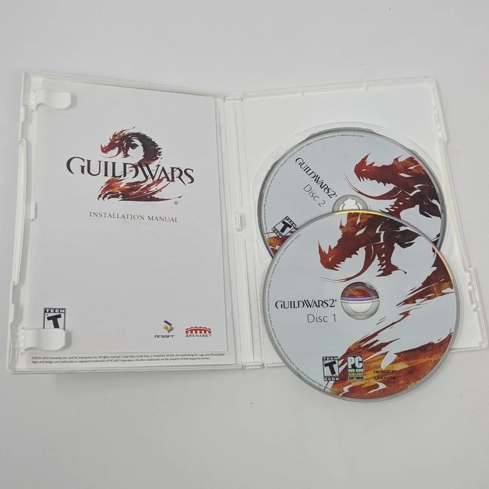Guild Wars 2 PC Game DVD-ROM ArenaNet 2-Disc Set with Manual and Serial‎ Code